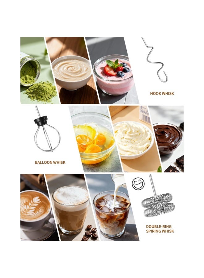 Milk Frother,Rechargeable Milk Frother Wand with 3 Variable Speeds, 3 Whisks and Storage Box, Electric Drink Mixer for Latte, Cappuccino, Hot Chocolate, Eggs and Protein Powder - Image 3