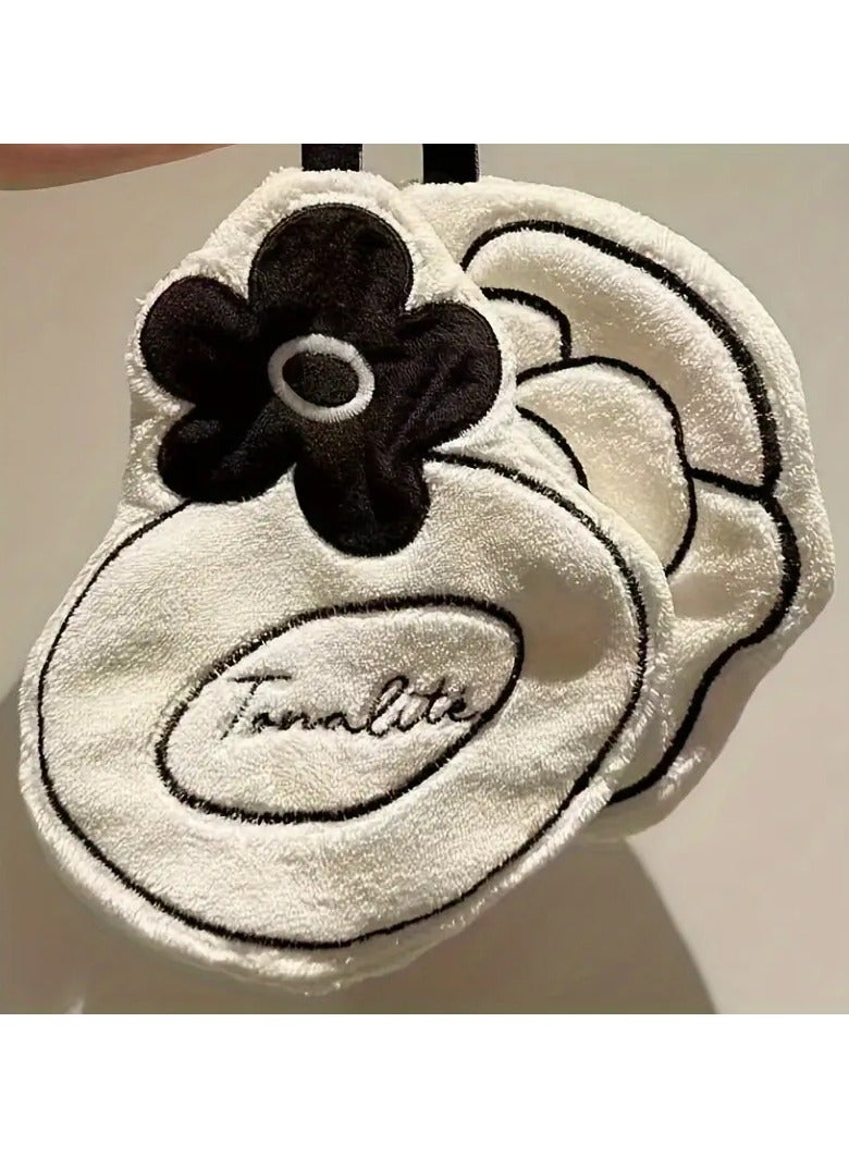 يوكانبي مجموعة من 3 مناشف يد فرنسية فائقة النعومة مع زهرة الكاميليا، مناشف امتصاصية للمطبخ والحمام، خالية من الوبر، امتصاص ممتاز، نمط هندسي عصري لتزيين الحمام - Image 5