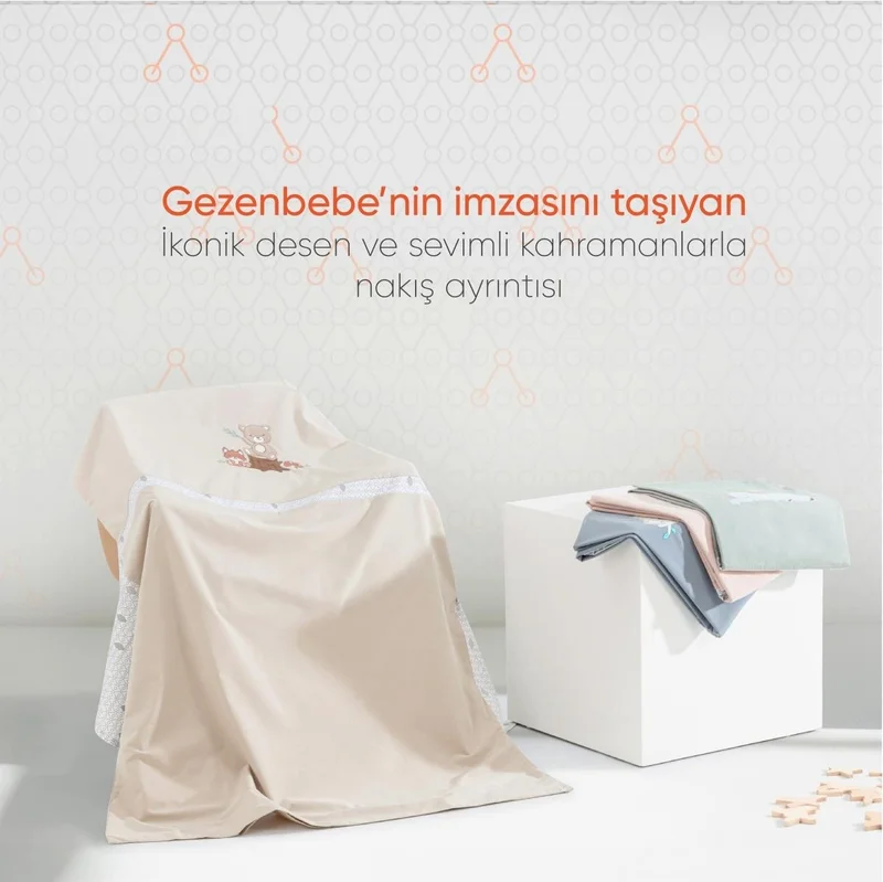 جينزبيبي غطاء لحاف أطفال بتطريز هيرو - فيل (100x135)