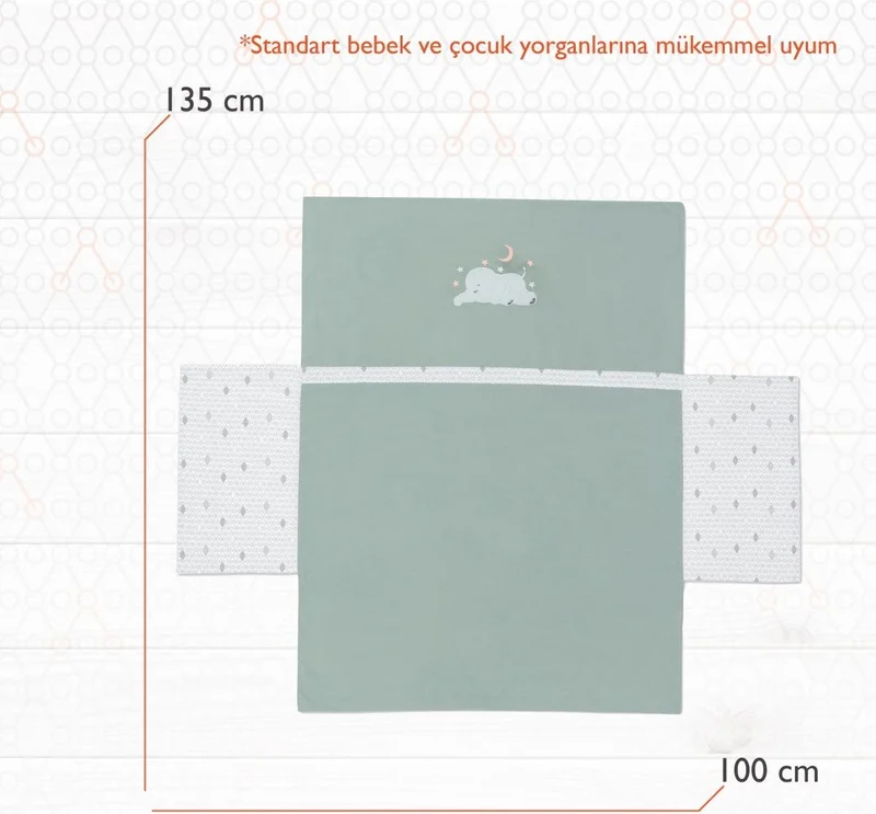 جينزبيبي غطاء لحاف أطفال بتطريز هيرو - فيل (100x135)