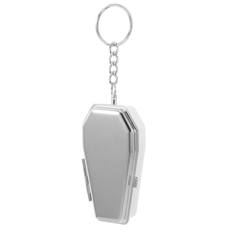 Metal Coffin Shaped Mini Ashtray Keychain Portable Travel Hanging Storage - Image 1