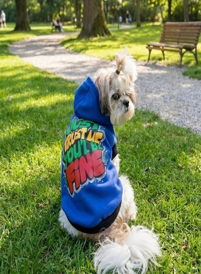 Lulala Dog Hoodie Sweatshirt | Soft Cotton Winter Dog Clothes with Cartoon Print | Warm Hooded Pet Wear for Small, Medium & Large Dogs (Blue) - Image 2