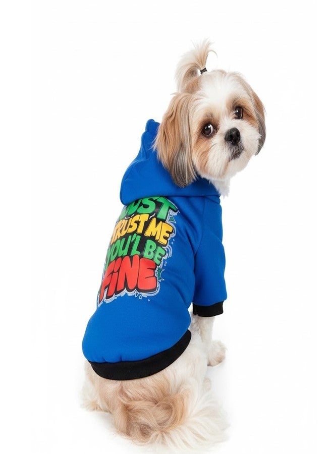 Lulala Dog Hoodie Sweatshirt | Soft Cotton Winter Dog Clothes with Cartoon Print | Warm Hooded Pet Wear for Small, Medium & Large Dogs (Blue) - Image 1