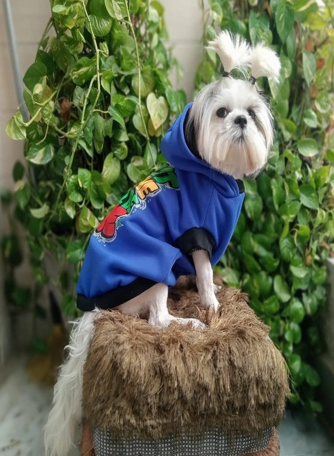 Lulala Dog Hoodie Sweatshirt | Soft Cotton Winter Dog Clothes with Cartoon Print | Warm Hooded Pet Wear for Small, Medium & Large Dogs (Blue) - Image 3