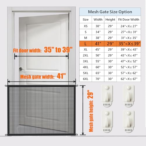 Cupount 2-Pack Dog Gate for Stairs Pet Gates for The House: Dogs Screen Mesh Gate for Doorways Stairways Indoor Safety 29 inches Tall, 41 inch Wide - Image 3