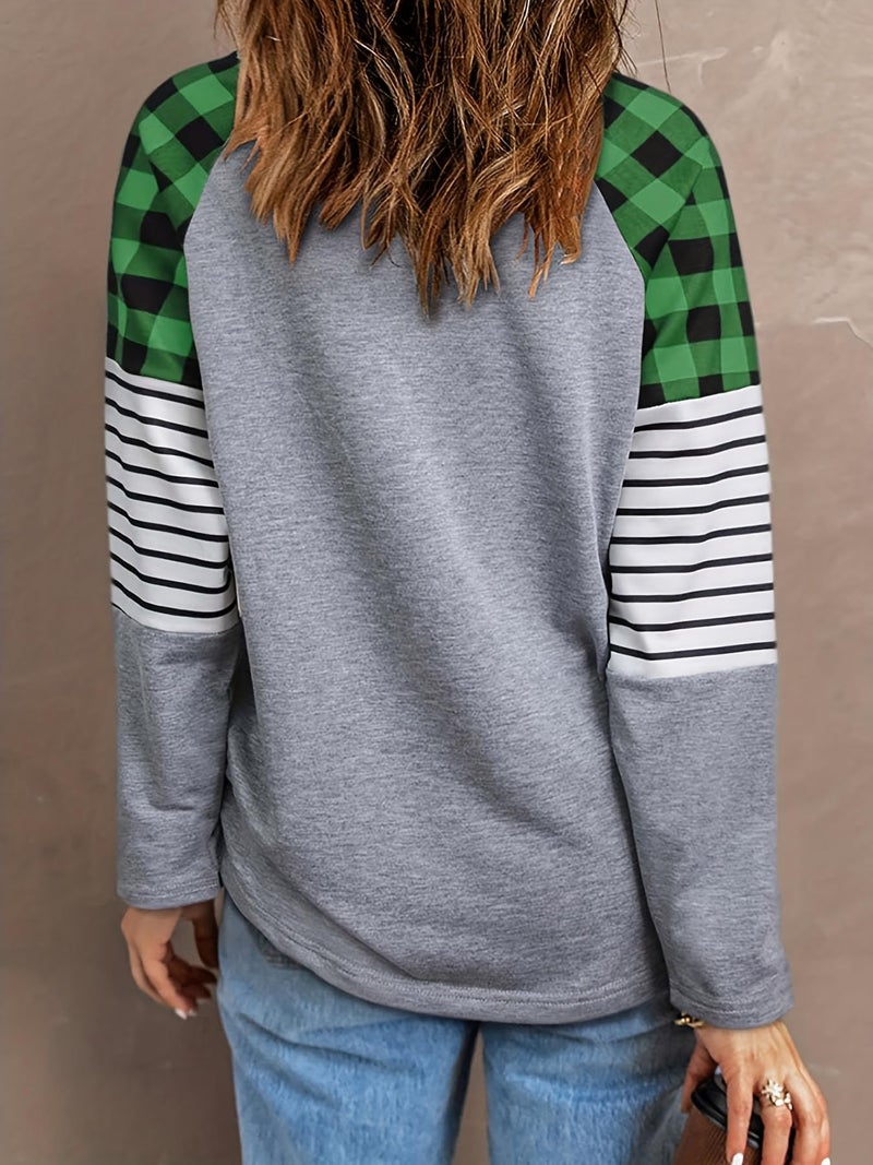 LUBERLIN Saint Patricks Day Shirts Women Funny Plaid Long Sleeve St Patricks Day Outfits Tee Tops(Green S) - Image 2