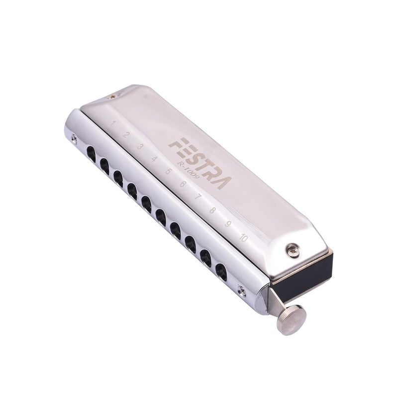 FESTRA R-1009 Advanced Chromatic Harmonica - 10 Holes 40 Tones with Scale Changer, Perfect for Adults, Professionals, and Students (Silver) - Image 3