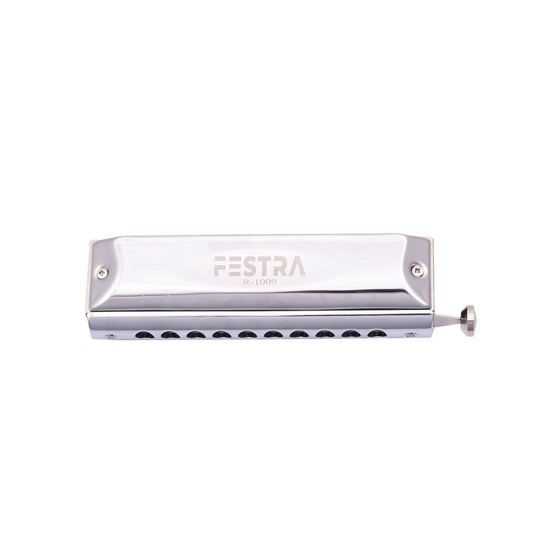 FESTRA R-1009 Advanced Chromatic Harmonica - 10 Holes 40 Tones with Scale Changer, Perfect for Adults, Professionals, and Students (Silver) - Image 4