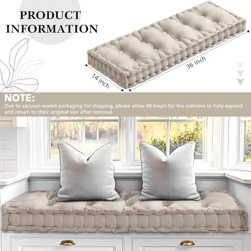 Threehoney Bench Cushions for Indoor Furniture 36x14 in Velvet Kitchen Dining Piano Window Seat Cushion Tufted Patio Porch Swing Thicken Bench Pad Memory FoamIvory White - Image 3