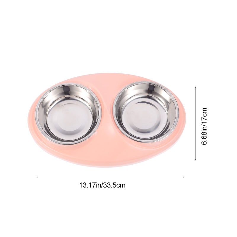 1 Set Dual-Use Pet Cat Dog Feeding Bowl Stainless Steel Nonslip Food Water Dish - Image 3