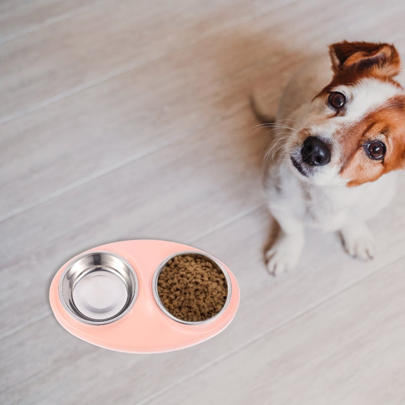 1 Set Dual-Use Pet Cat Dog Feeding Bowl Stainless Steel Nonslip Food Water Dish - Image 5