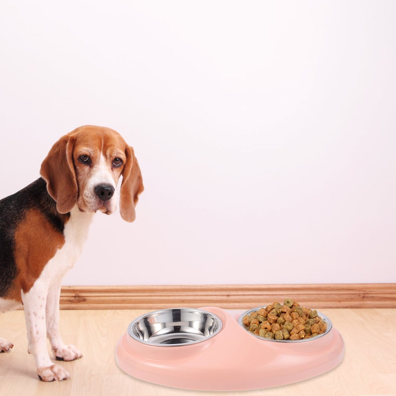 1 Set Dual-Use Pet Cat Dog Feeding Bowl Stainless Steel Nonslip Food Water Dish - Image 4