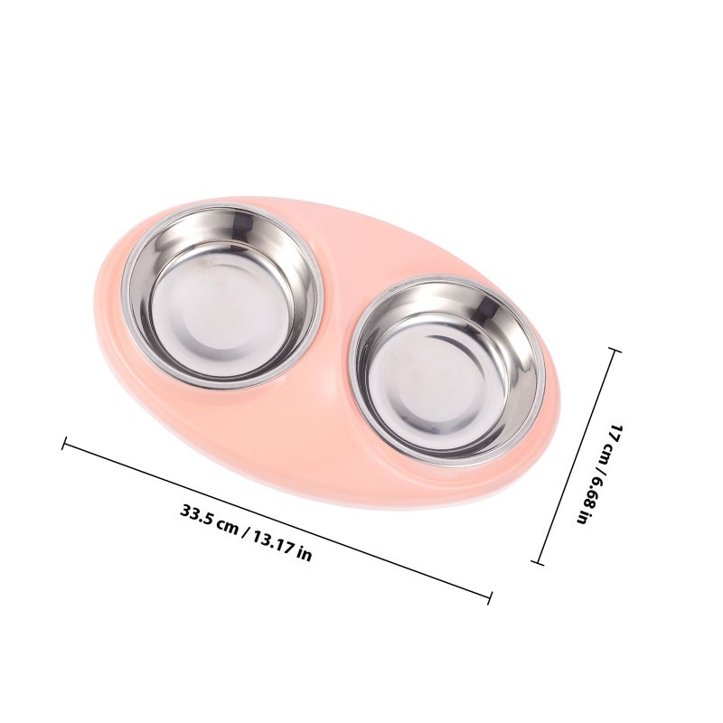 1 Set Dual-Use Pet Cat Dog Feeding Bowl Stainless Steel Nonslip Food Water Dish - Image 2