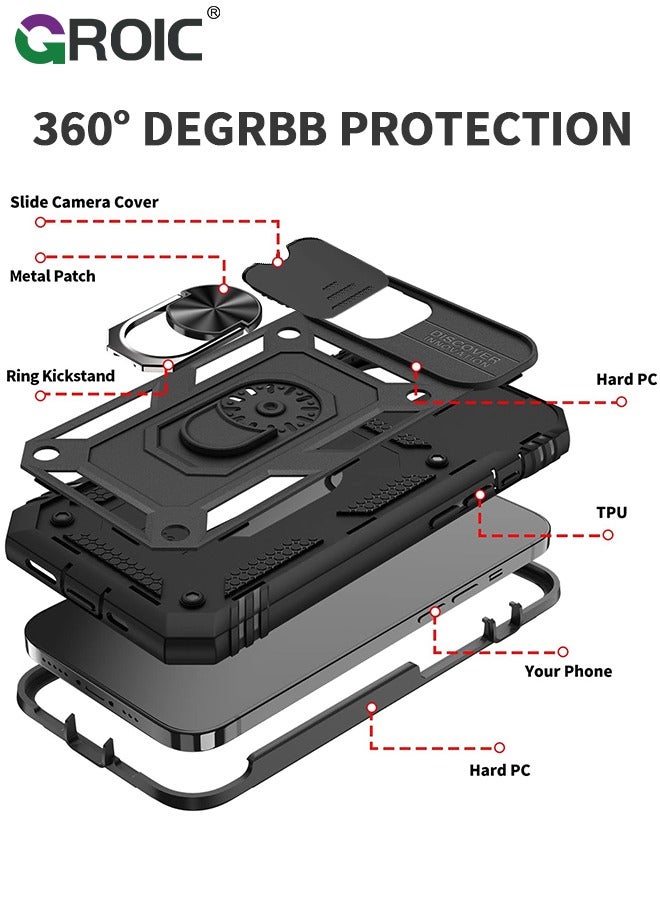 GROIC Magnetic Case for iPhone 15 Pro, Compatible with MagSafe, Full-Body Heavy Duty Phone Case Protective Cover - Black - Image 2