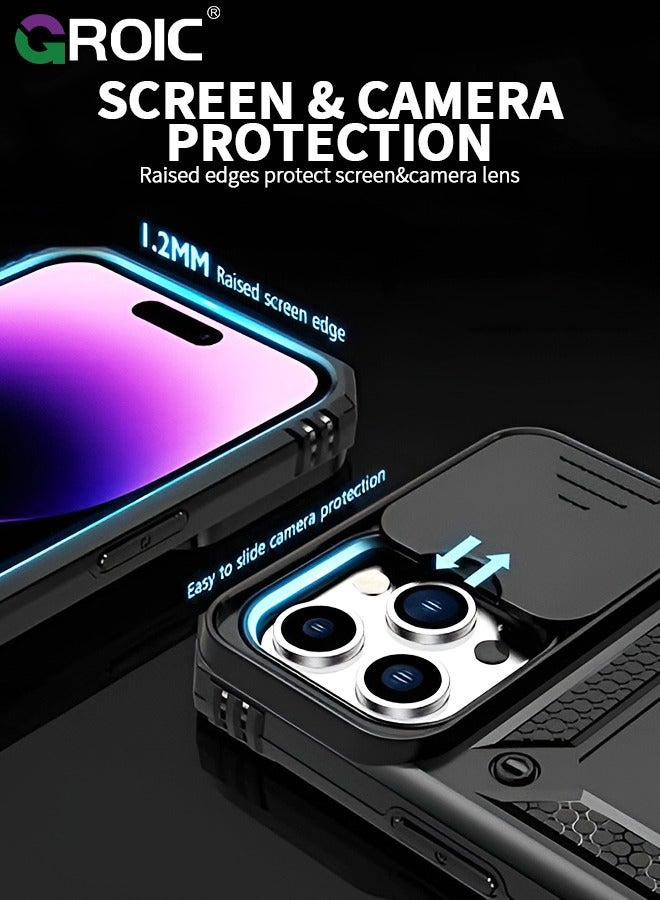 GROIC Magnetic Case for iPhone 15 Pro, Compatible with MagSafe, Full-Body Heavy Duty Phone Case Protective Cover - Black - Image 3
