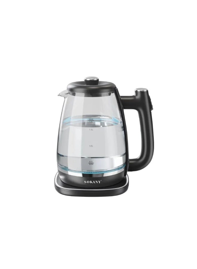 Sokany 1.8L 1800W Glass Kettle. High borosilicate glass body. Automatic shut-off when boiling. Ensures safety and ease of use. Automatic shut-off when water runs out: protects the appliance from damage. -SK-09034 - Image 2