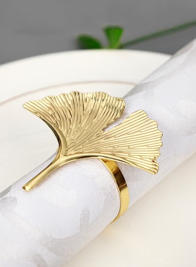 واي جيه ٦ قطع خواتم مناديل على شكل نبات الجنكة لتزيين المائدة لحفلات العشاء والزفاف - Image 2