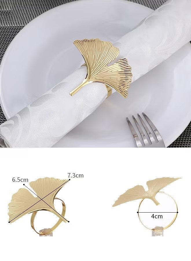 واي جيه ٦ قطع خواتم مناديل على شكل نبات الجنكة لتزيين المائدة لحفلات العشاء والزفاف - Image 4