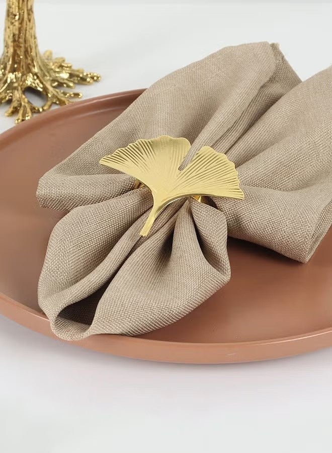 واي جيه ٦ قطع خواتم مناديل على شكل نبات الجنكة لتزيين المائدة لحفلات العشاء والزفاف - Image 5