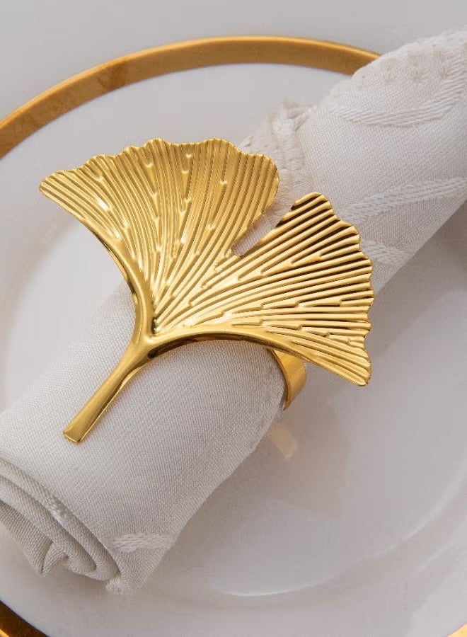 واي جيه ٦ قطع خواتم مناديل على شكل نبات الجنكة لتزيين المائدة لحفلات العشاء والزفاف - Image 3