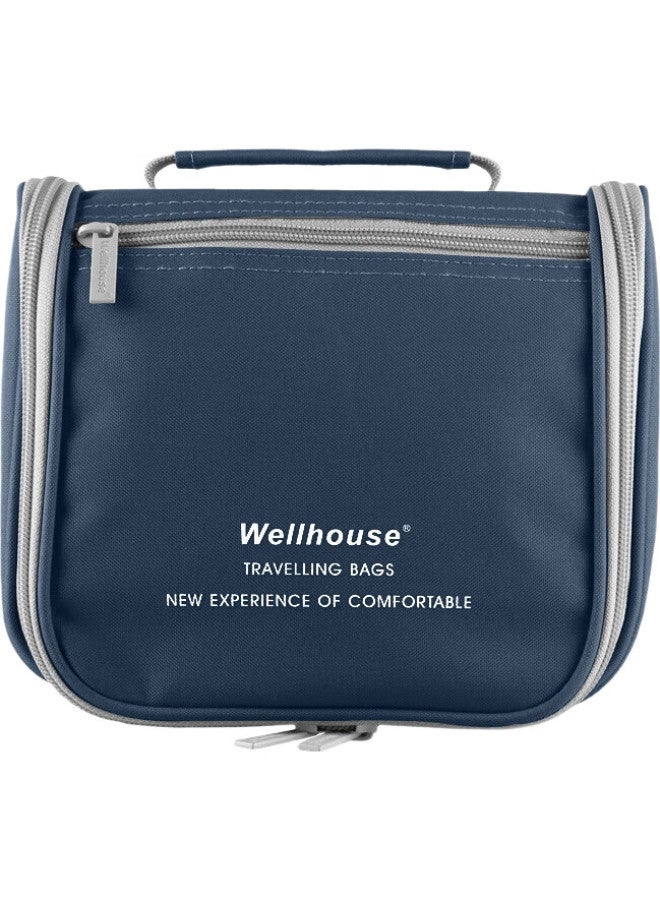 Wellhouse Toiletry Bag, Travel Makeup Organizer For Men And Women, Portable Cosmetic Bag For Business Trips, Deep Blue - Image 3