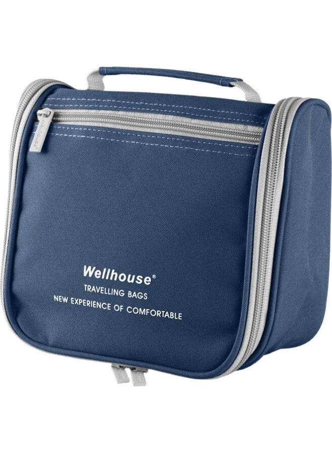 Wellhouse Toiletry Bag, Travel Makeup Organizer For Men And Women, Portable Cosmetic Bag For Business Trips, Deep Blue - Image 1