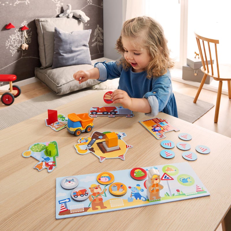 HABA My Very First Games Building Site, A Cooperative Learning Kids Game, Toddler Learning Activities & Games for 2+ Year Olds with Included Toy Truck - Image 2