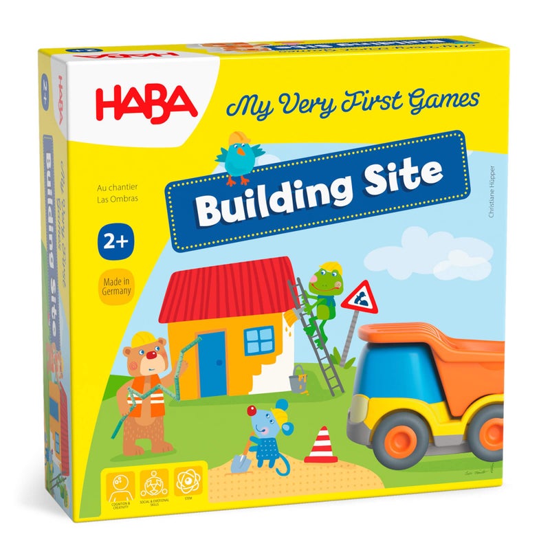 HABA My Very First Games Building Site, A Cooperative Learning Kids Game, Toddler Learning Activities & Games for 2+ Year Olds with Included Toy Truck - Image 1