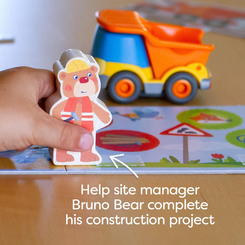 HABA My Very First Games Building Site, A Cooperative Learning Kids Game, Toddler Learning Activities & Games for 2+ Year Olds with Included Toy Truck - Image 3