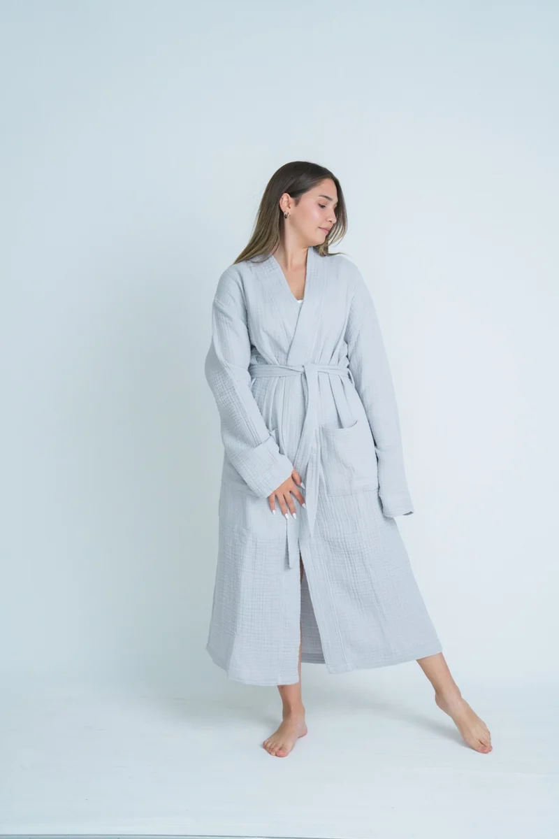 Meet Maya Natural Kimono Model 4layer Muslin Bathrobe / Dressing Gown