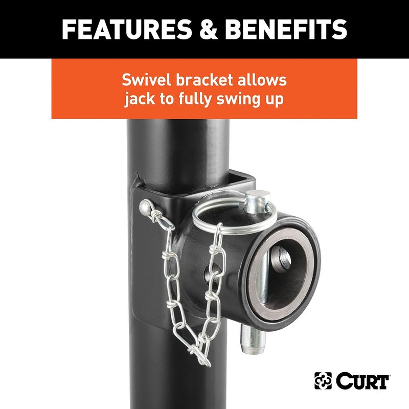 CURT 28322 Weld-On Pipe-Mount Swivel Trailer Jack, 2000 lbs Capacity, 15 Inches Vertical Travel - Image 4