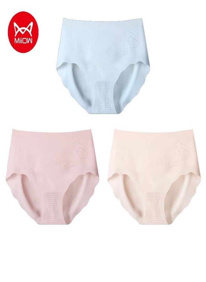 MIIOW - 3Pcs Traceless Underwear Women's Summer Thin Ice Silk Pure Cotton Crotch Antibacterial Sports Girls' Triangular Shorts - Image 1