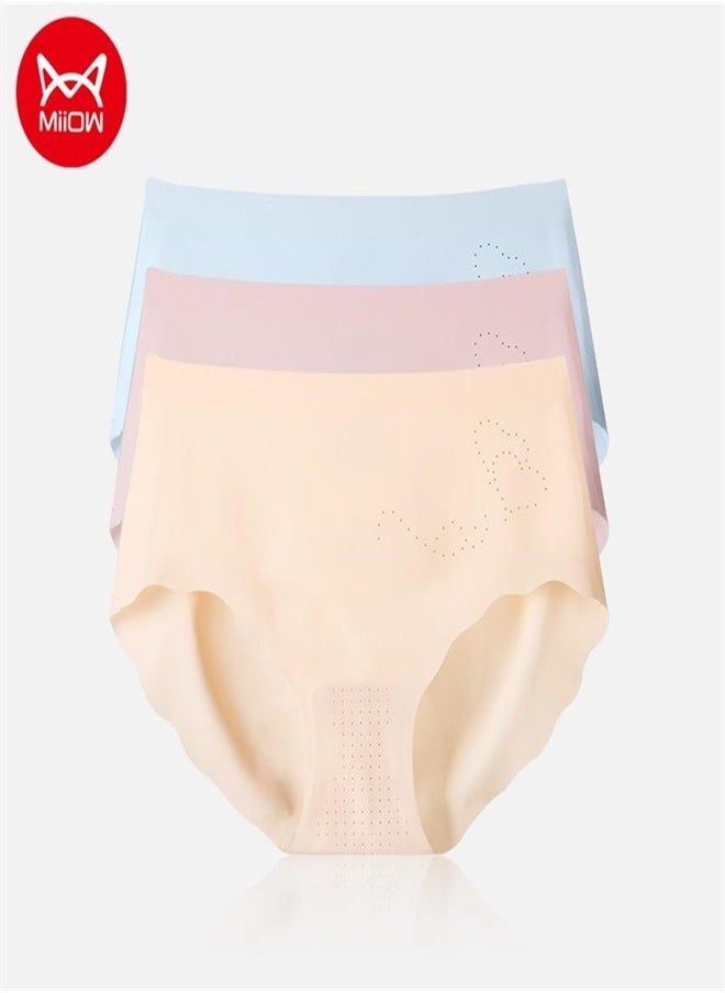 MIIOW - 3Pcs Traceless Underwear Women's Summer Thin Ice Silk Pure Cotton Crotch Antibacterial Sports Girls' Triangular Shorts - Image 1
