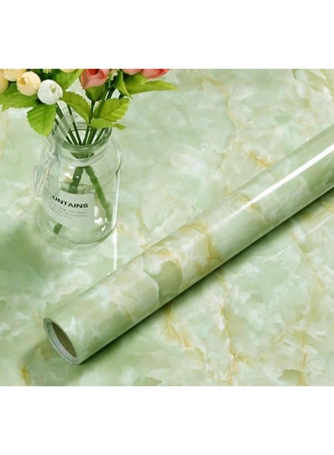 JRM Vinyl Marble Wallpaper Peel and Stick Waterproof Wallpaper for Home Kitchen Countertop Cabinet Furniture Oil Proof Kitchen Stickers (2, Green 60X200) - Image 1