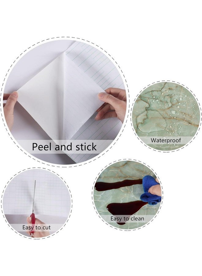 JRM Vinyl Marble Wallpaper Peel and Stick Waterproof Wallpaper for Home Kitchen Countertop Cabinet Furniture Oil Proof Kitchen Stickers (2, Green 60X200) - Image 3