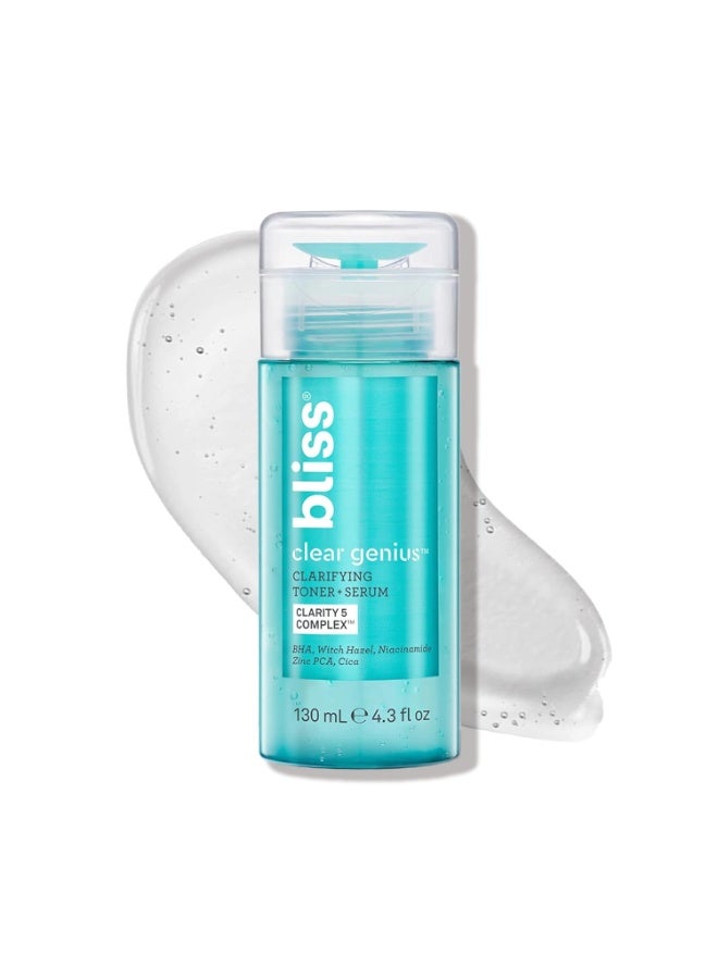 Bliss 2% Salicylic Acid + Niacinamide Clear Genius Toner + Serum – Clarifies, Calms & Refines Pores – Acne-Prone Skin – 4.3 fl oz
