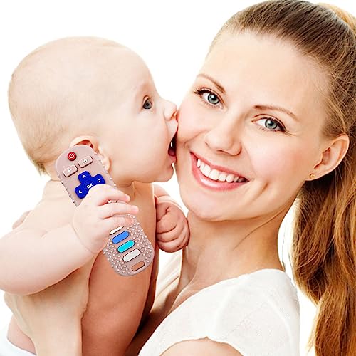 YAPROMO Baby Teething Toys,Reomte Teether Toys, Silicone Chew Toy for Babies 18+ Months, Remote Control Shape Teething Toys, Early Educational Toy BPA Free & Refrigerator Safe (Blue) - Image 3