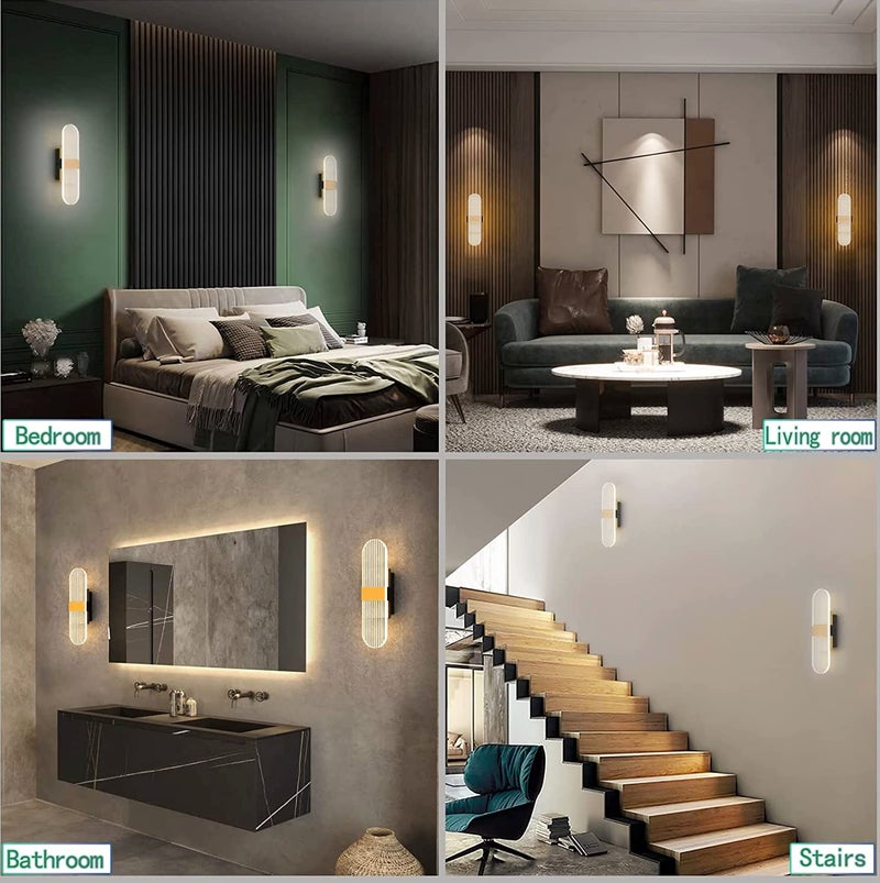 Groeien 15watt Round Shape Nordic LED Sconce Modern Transparent Indoor Home Acrylic Wall Lamp - Warm White (1, Round Shape) - Image 3