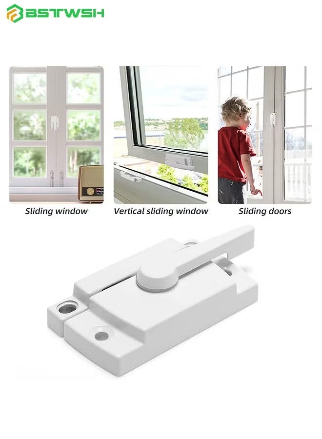 BSTWSH 4 Pack Sash Locks Window Sash Lock with Keeper Diecast Construction Sliding Window Sash Lock Vertical Sliding Sash Lock Hole Center Window Locks for Sliding Windows Double Hung Windows (White) - Image 4