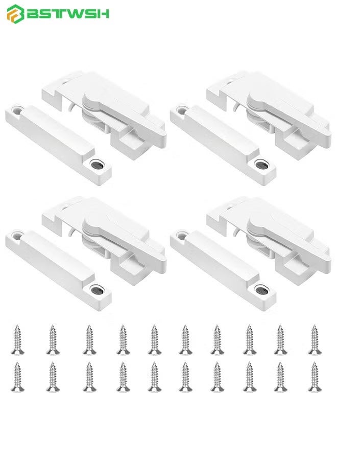 BSTWSH 4 Pack Sash Locks Window Sash Lock with Keeper Diecast Construction Sliding Window Sash Lock Vertical Sliding Sash Lock Hole Center Window Locks for Sliding Windows Double Hung Windows (White) - Image 1