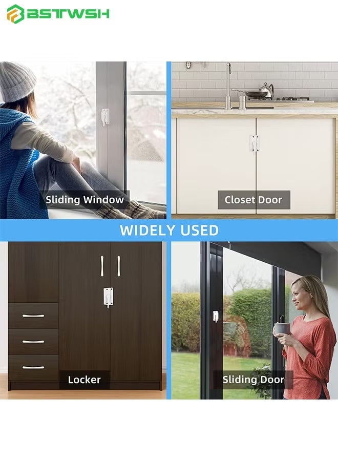 BSTWSH 4 Pack Sash Locks Window Sash Lock with Keeper Diecast Construction Sliding Window Sash Lock Vertical Sliding Sash Lock Hole Center Window Locks for Sliding Windows Double Hung Windows (White) - Image 5