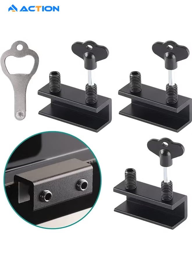 ACTION Window Locks,4 Pack Sliding Window Locks With Key For Vertical & Horizontal Sliding Windows Doors, Easy To Install, Adjustable Security Window Lock For Patio Bedroom Home And Office (Black) - Image 1