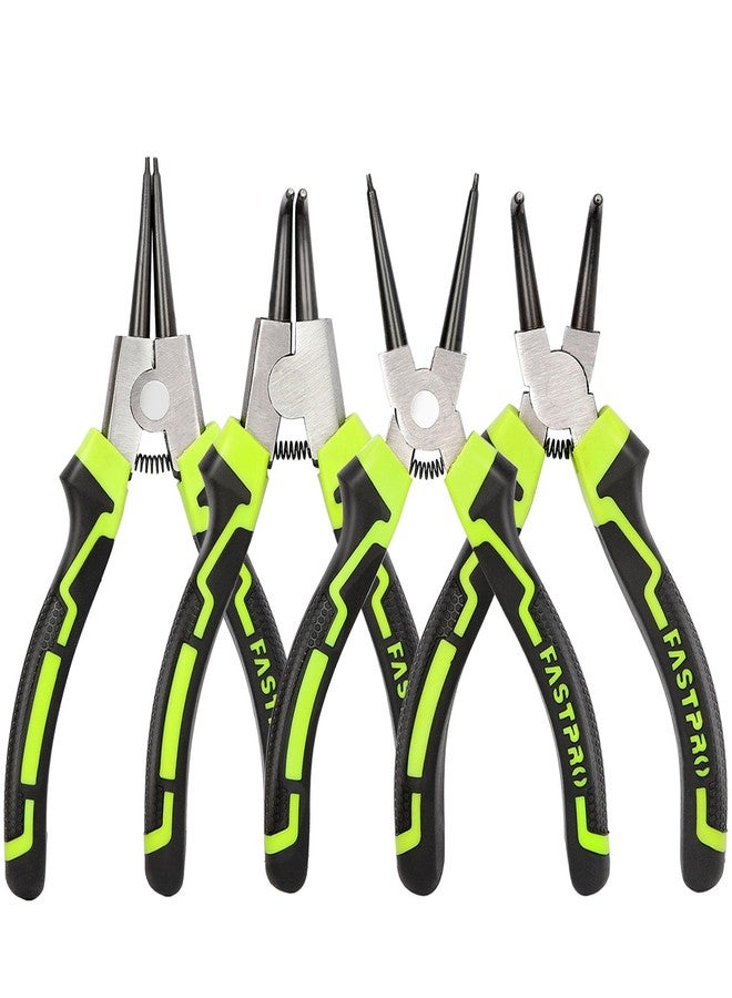 FASTPRO 4-Piece 7-inch Snap Ring Pliers Set, Internal/External Circlip Pliers Kit with Straight/Bent Jaw, Heavy Duty for Ring Remover Retaining - Image 1