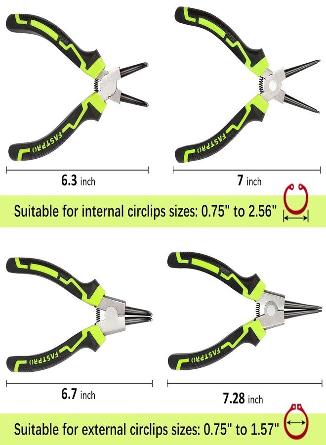 FASTPRO 4-Piece 7-inch Snap Ring Pliers Set, Internal/External Circlip Pliers Kit with Straight/Bent Jaw, Heavy Duty for Ring Remover Retaining - Image 3
