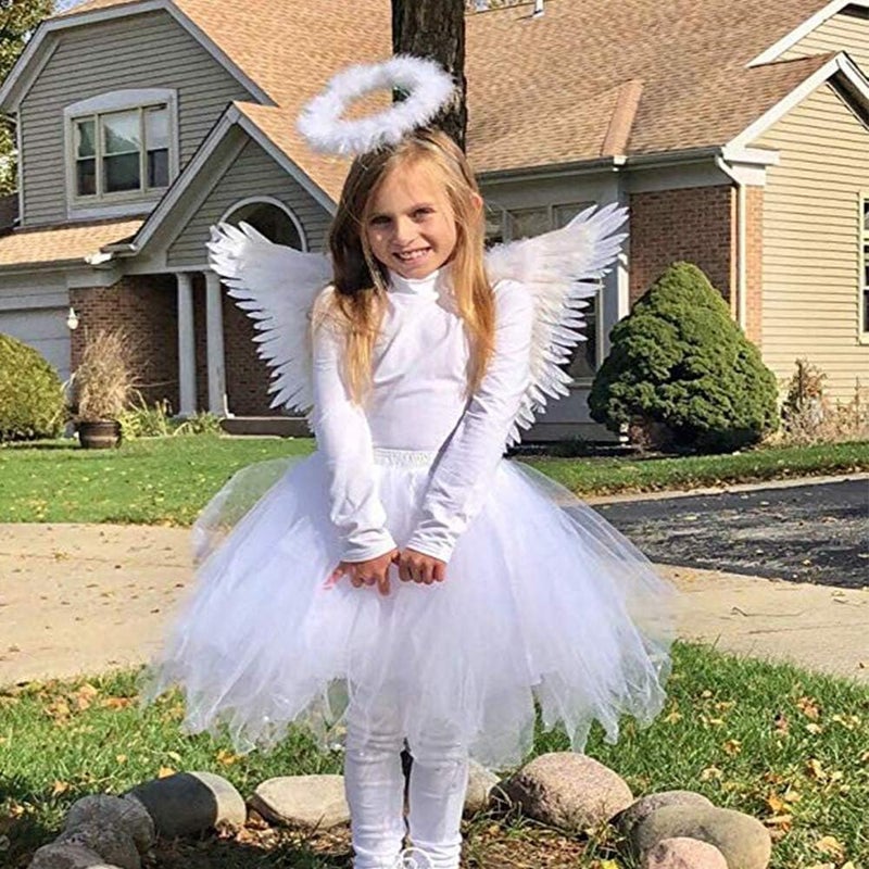Antspirit Angel Costume Wings and Halo White Angel Costume for Girls Kids Women Adult Halloween - Image 3