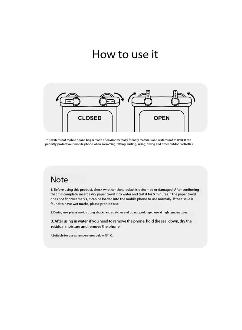 بيوينتي 2 حزمة عائمة الماء حقيبة الهاتف مع مزدوج خطوط الخطاف، IPX8 معتمد تصميم الطواء تحت الماء حالة للهواتف حتى 7.2 '' - حساسة لمس، التسرب-مقاومة للصدمات للسباحة / الغوص / الشاطئ / الرياضات المائية (D012-3 - Image 5