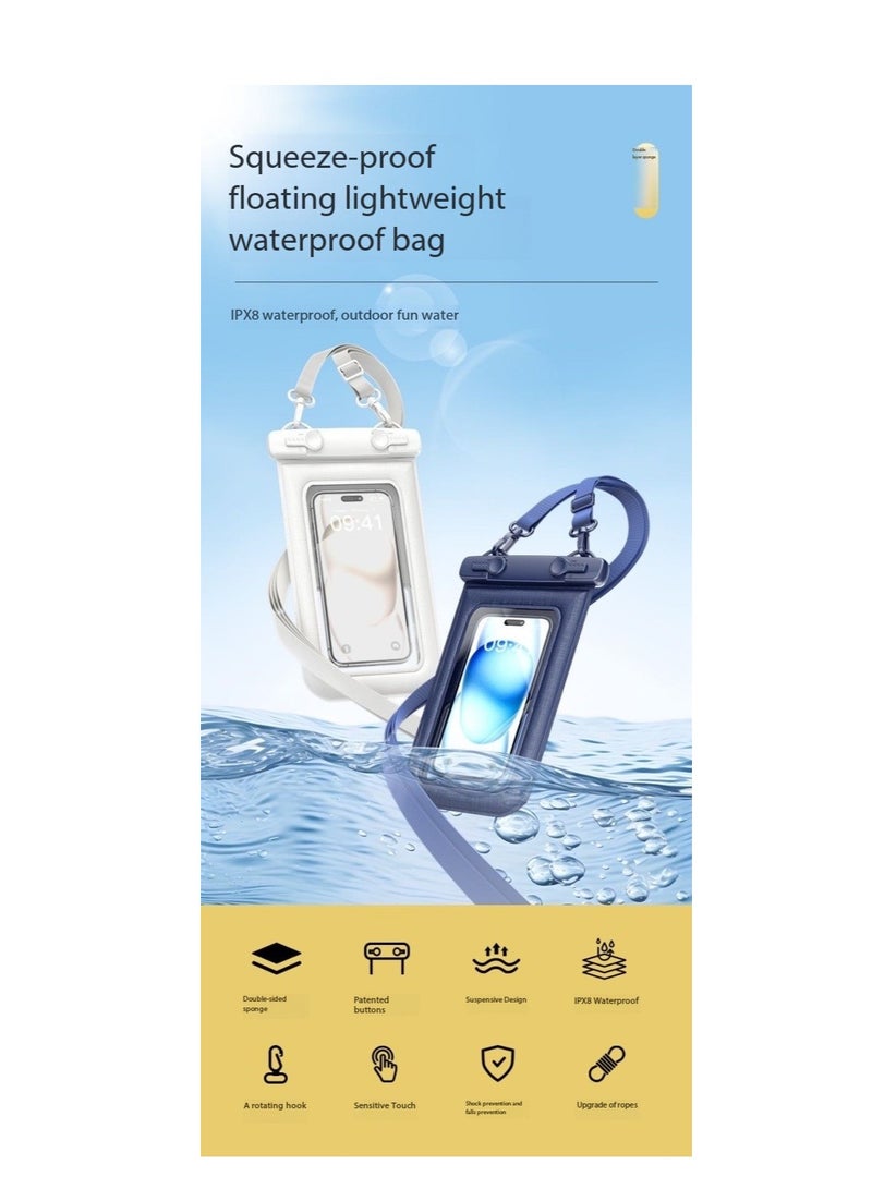 بيوينتي 2 حزمة عائمة الماء حقيبة الهاتف مع مزدوج خطوط الخطاف، IPX8 معتمد تصميم الطواء تحت الماء حالة للهواتف حتى 7.2 '' - حساسة لمس، التسرب-مقاومة للصدمات للسباحة / الغوص / الشاطئ / الرياضات المائية (D012-3 - Image 3