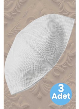 Hızırım 3-Piece Woven Knitted Patterned Skullcap Quality Prayer Cap  - Image 2