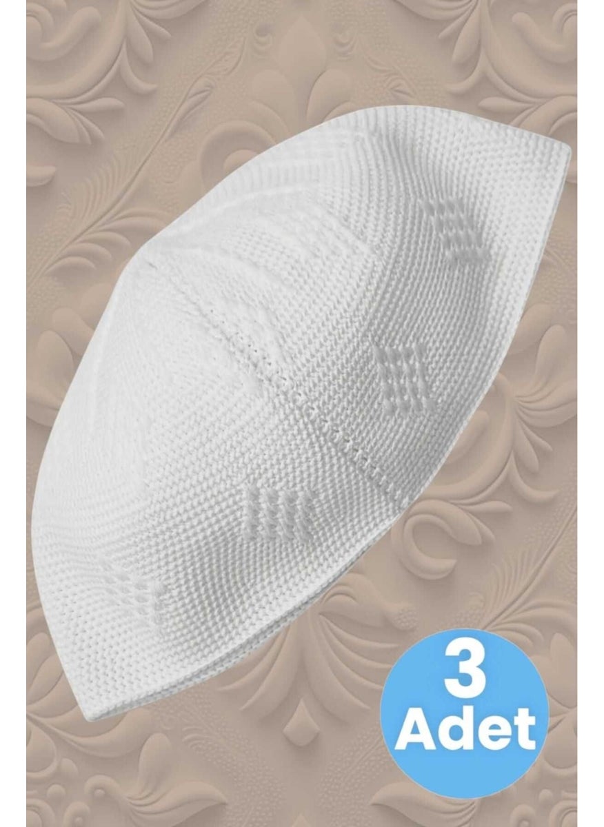 Hızırım 3-Piece Woven Knitted Patterned Skullcap Quality Prayer Cap  - Image 2