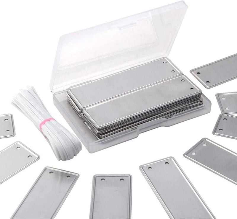 Coolrunner Aluminum Plant Labels, Double Sided Metal Labels, Metal Label Tree ID Tags Durable & Waterproof Pot Label Tag Outdoor Marker for Indoor Outdoor Gardening Nursery (50) - Image 1